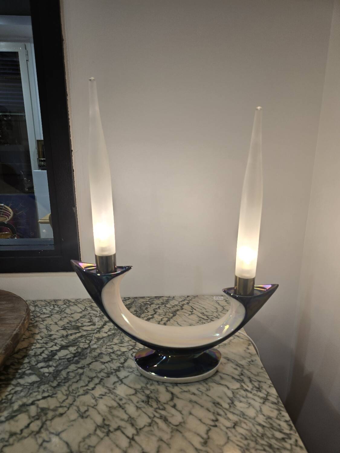Pair of Verceram electric candlesticks – Space Age design – ceramic
