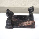 Old Cast Iron Andirons: Bust of Marianne RF