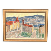 Huile su panneau suédoise – “Östersund, Strandgatan 1” par John Hedman, 1971