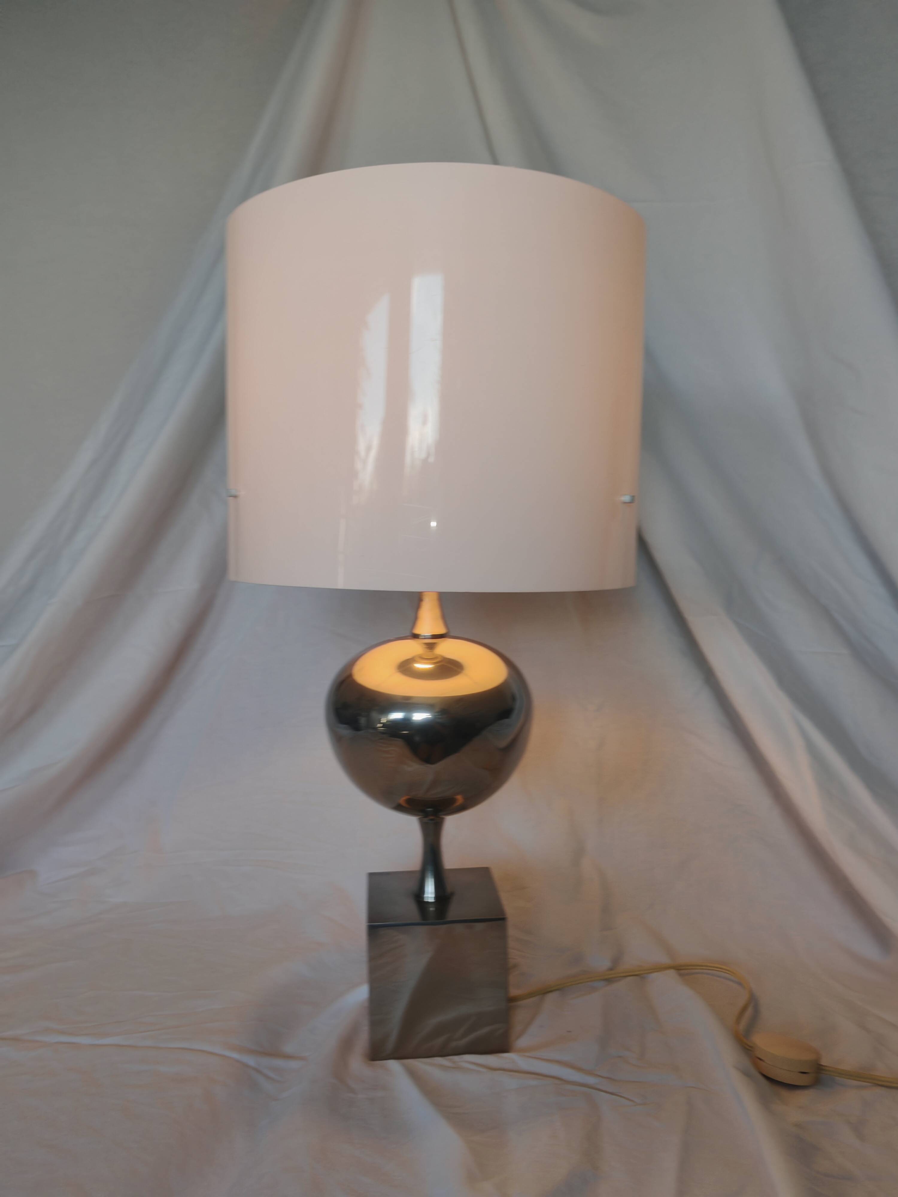 Pied de lampe Philippe Barbier, inox, 1970