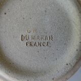 Salt, pepper and mustard set, sandstone from Marais France