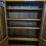 Marquetry bookcase with marble top