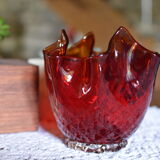 Bougeoir drapé en verre sculpté vintage