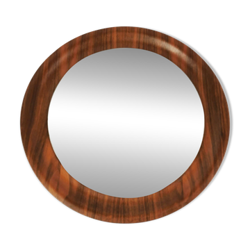 Mid Century Teak Round Wall Mirror, Denmark, 1960s