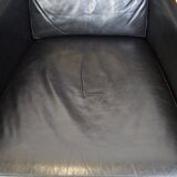 Unique Set of Exceptional Black Leather Schuitema Armchairs with Wood Made for Holland America
