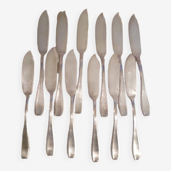 12 fish knives in silver met. hallmark ow belgium design model