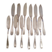 12 fish knives in silver met. hallmark ow belgium design model