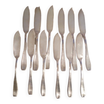 12 fish knives in silver met. hallmark ow belgium design model