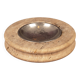 Round Italian Travertine Ashtray with Removable Metal Dish 1970