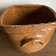 XXL glazed earthenware cache pot from the countryside, planter 1950