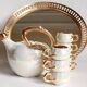Fruit-shaped liqueur service in porcelain or tea set with its mirror tray.