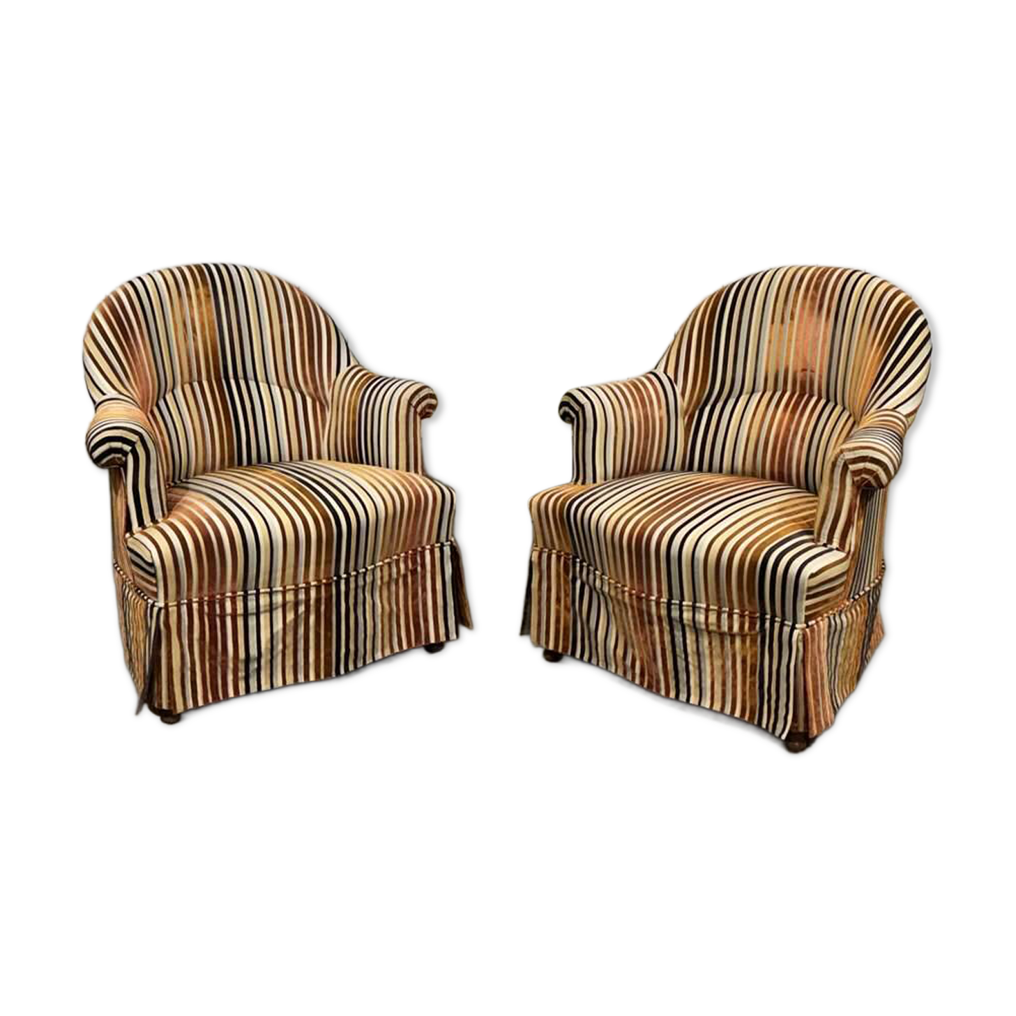 Pair of Napoleon III style crapaud armchairs - work from the 1950s