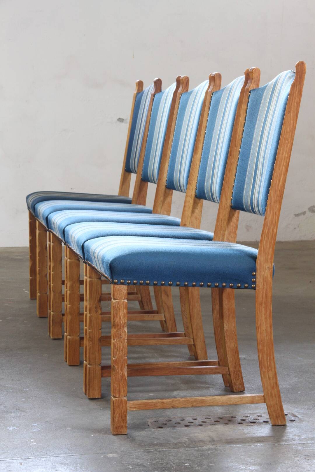 Set of 5 Vintage Danish Oak Dining Chairs Mid-Century Modern, Kjærnulf Style