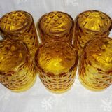 Set of 6 old Pernod amber glasses