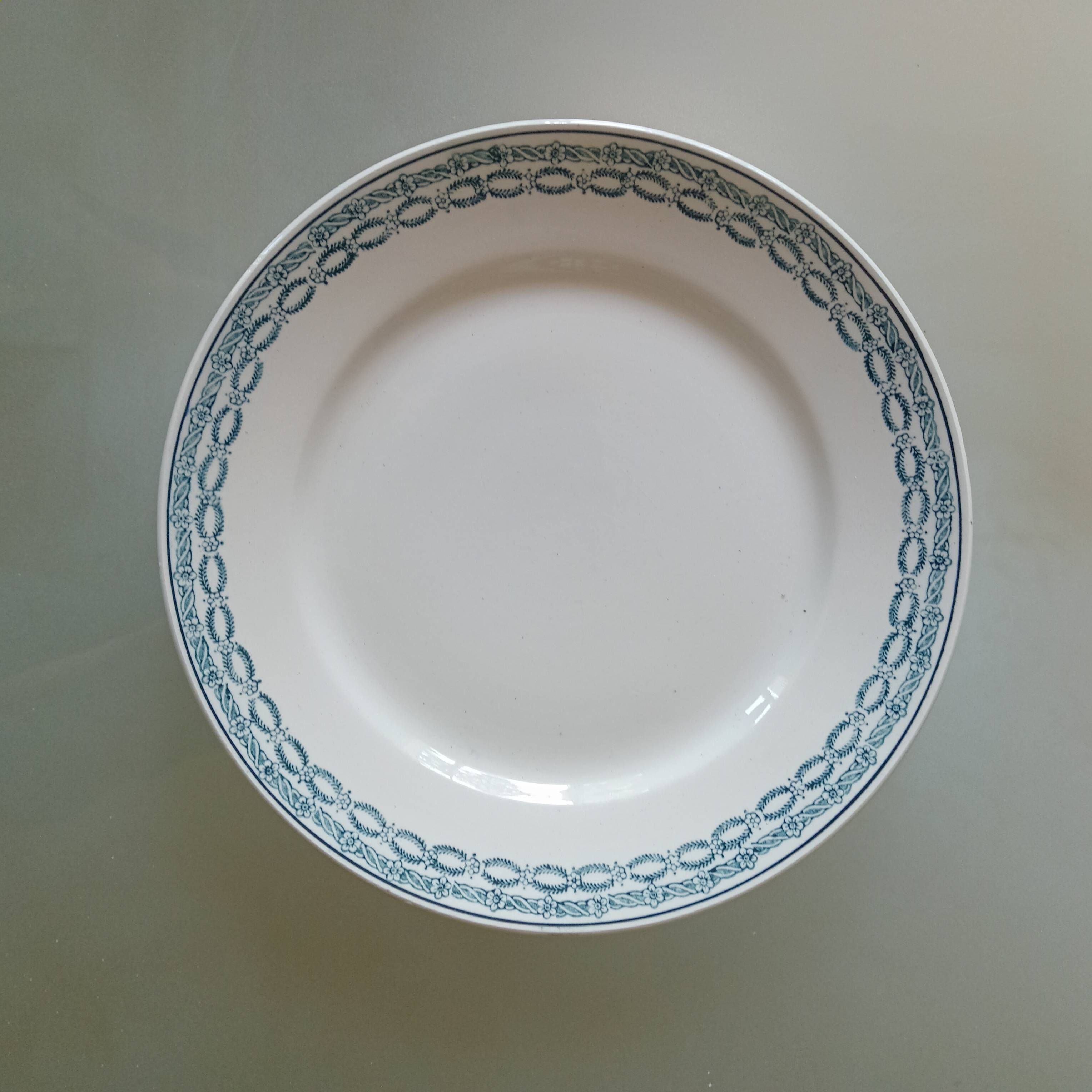 Set of 6 Old Saint-Amand Ironstone Plates – Blue Decor