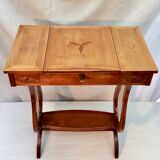Marquetry dressing table with lyre-shaped feet original mirror dimension: h-72xl60pr35