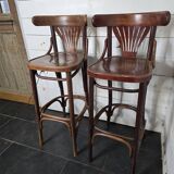 Paire de tabourets de bar à dossier