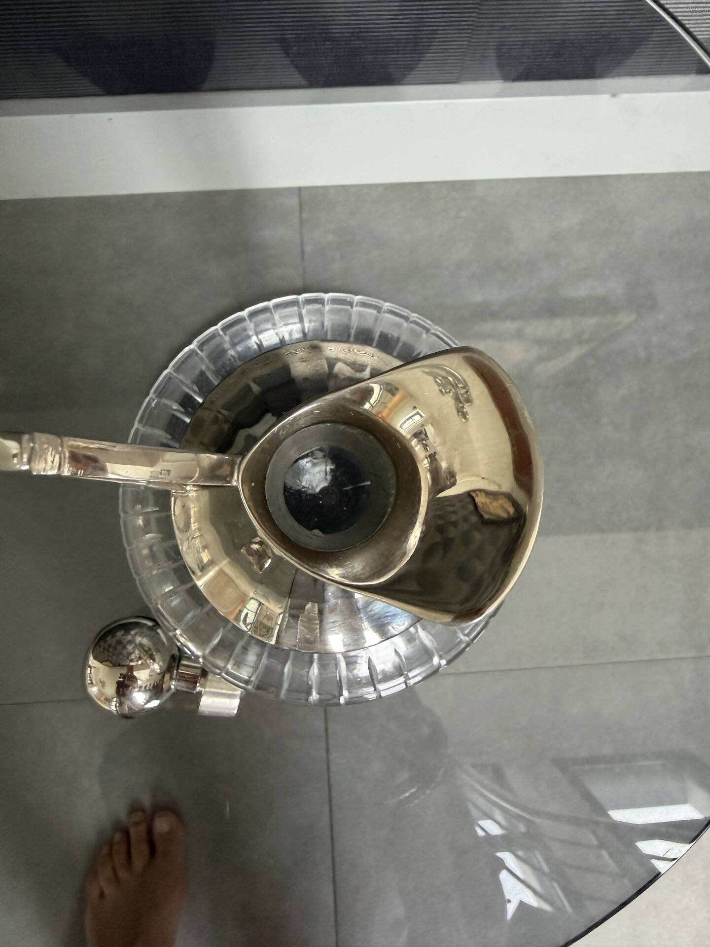 Small vintage carafe / jug in crystal and silver-plated metal – Style L