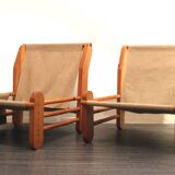 Two 1970s Italian vintage design armchairs, brutalist style