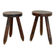 Paire de tabourets tripod brutaliste