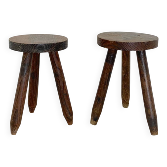 Pair of brutalist tripod stools