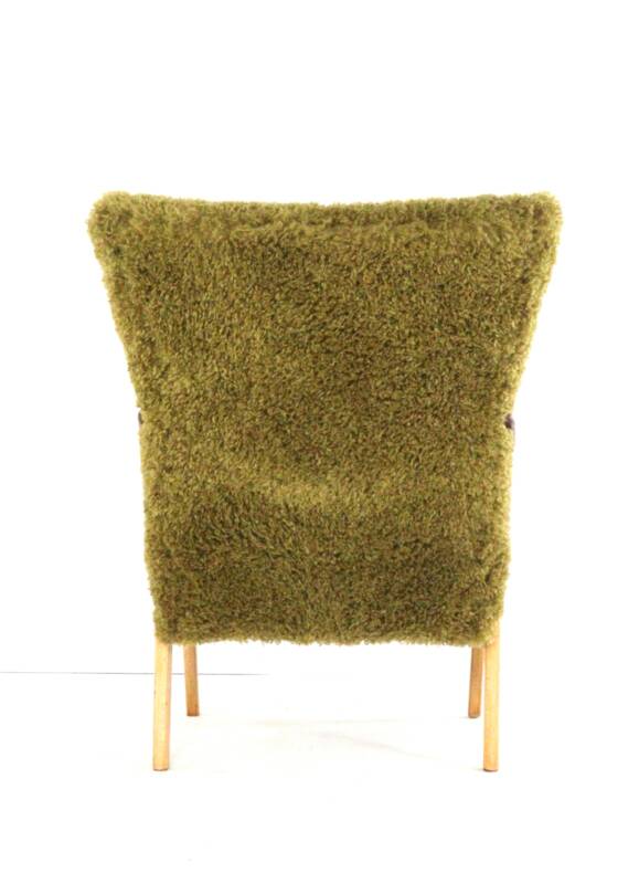 Two tone doodle armchair 'Wing'  fully restored unique upholstery wingback