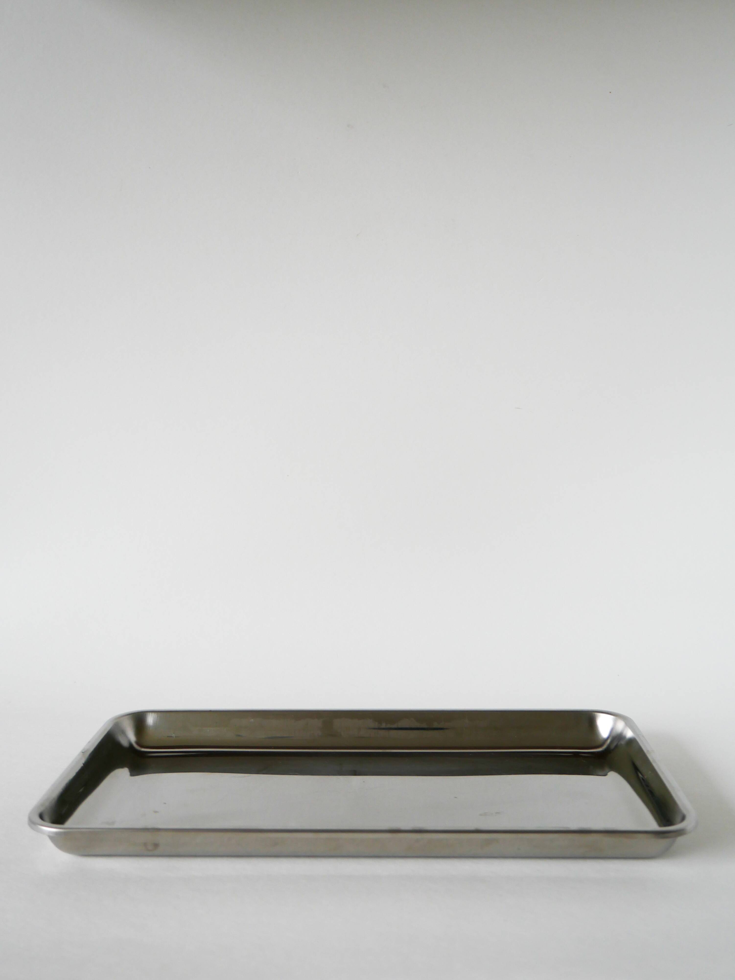Vintage rectangular stainless steel tray, 1970, 31 x 17.5 cm