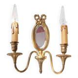 Ancienne applique en bronze avec miroir biseauté