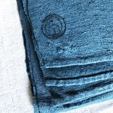 Harvest tablecloth in old hemp dyed in aquatic blue