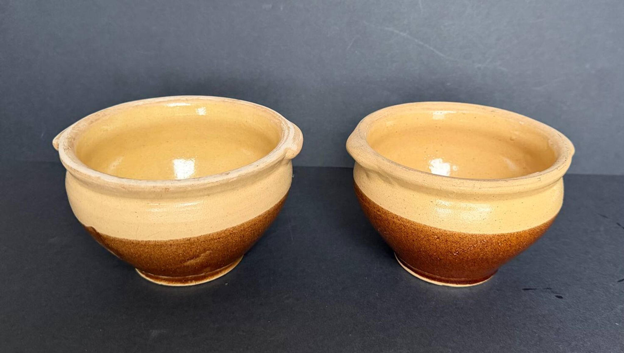 2 antique stoneware bowls