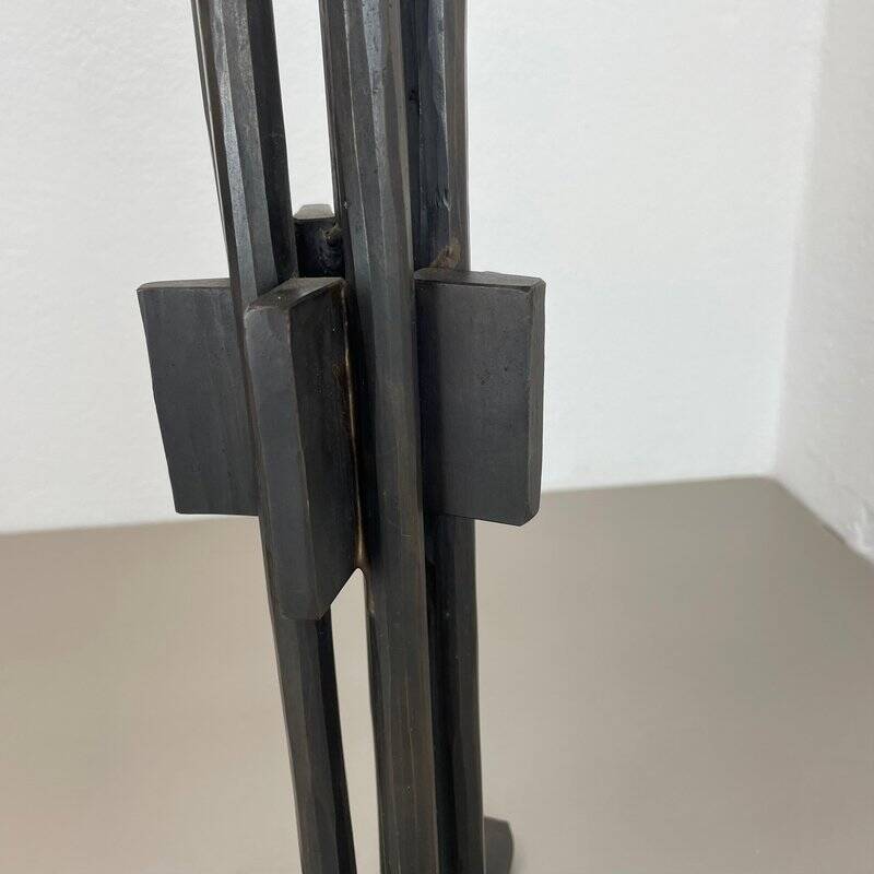 Large brutalist bronze candleholder by Manfred Bergmeister, Germany, 1970s