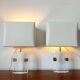 Pair of plexiglass lamps Hollywood Regency 1970