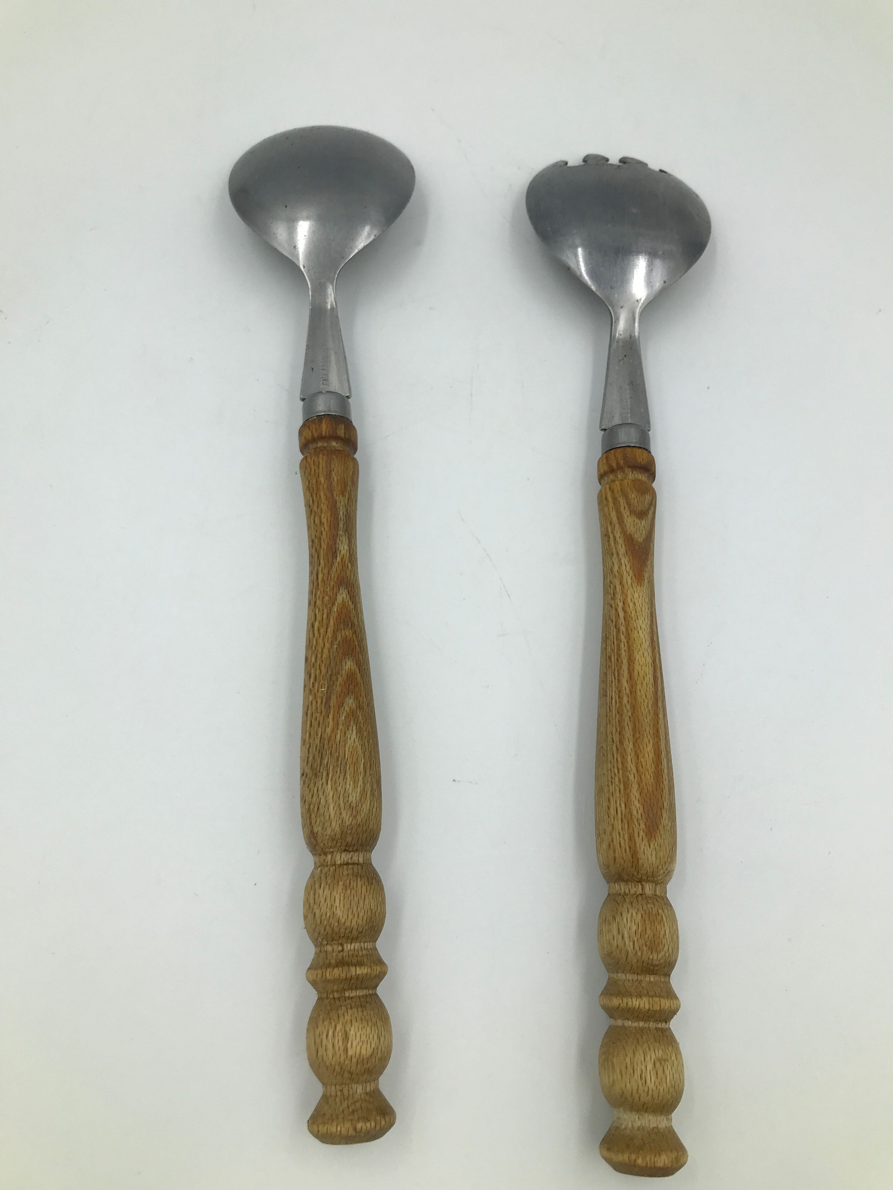 Old vintage wooden salad cutlery