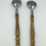 Anciens couverts à salade en bois vintage