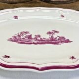 Ancien plat ovale Gien modèle Paysages roses 1960 1971