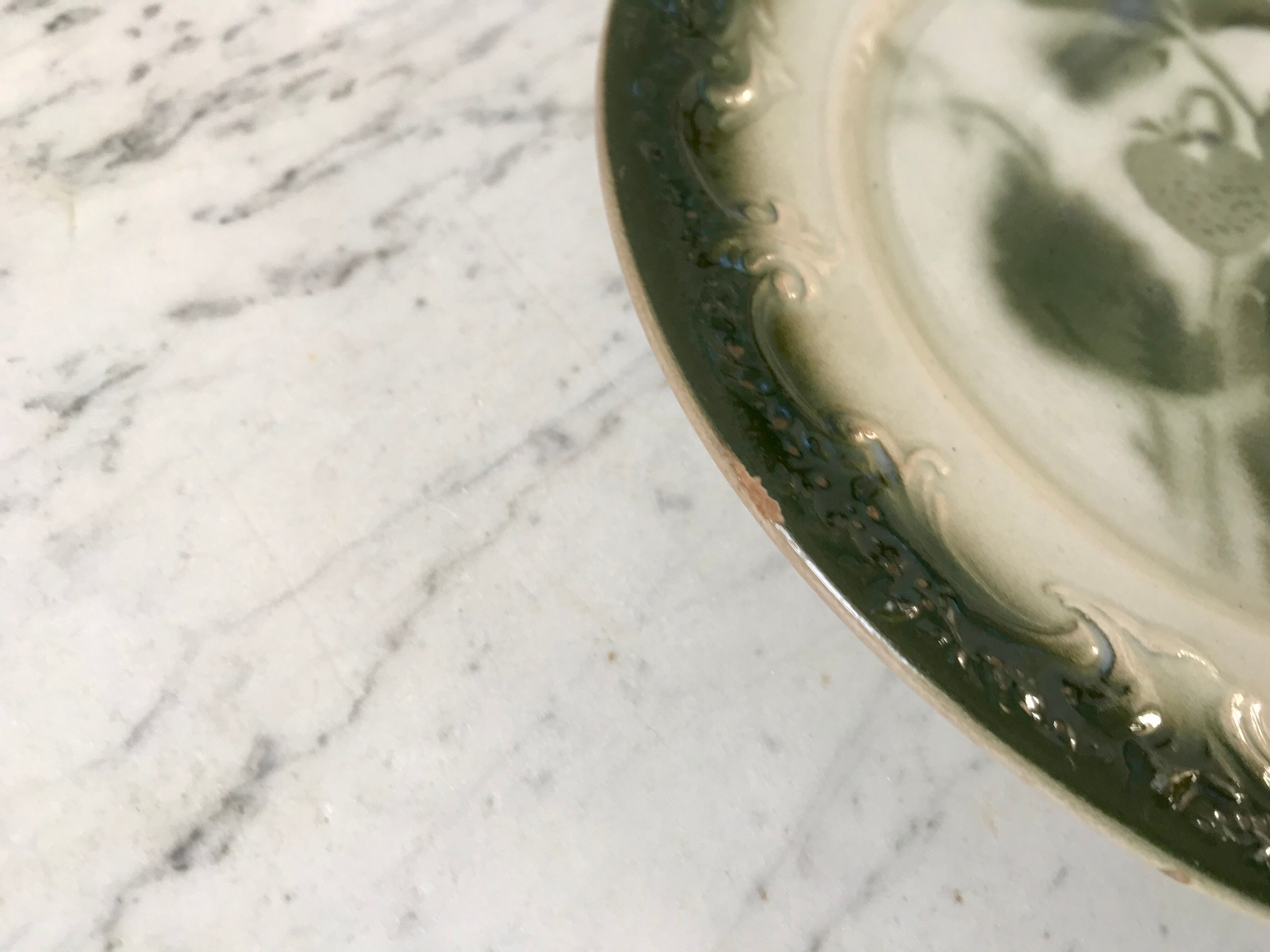 lot of 6 dessert plates in slip Pexonne early twentieth century