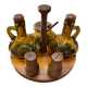 Serviteur huile vinaigre, moutarde, poivre et sel