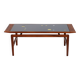 Teak and frosted glass coffee table, Italy 1960.