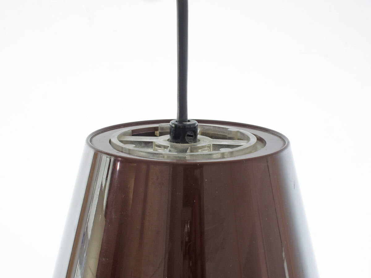 Vintage 1970s Space Age UFO Pendant Lamp | Brown White