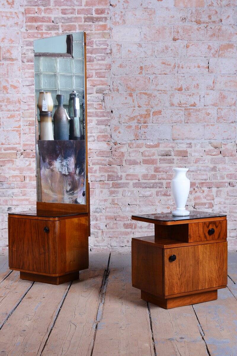 Art Deco Dressing Mirror by J. Halabala for Up Zavody, Czech, 1940s, Set of 2