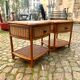 Set de 2 chevets vintage en rotin