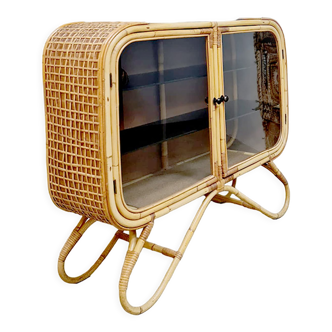 Midcentury modern bamboo rattan wicker cabinet