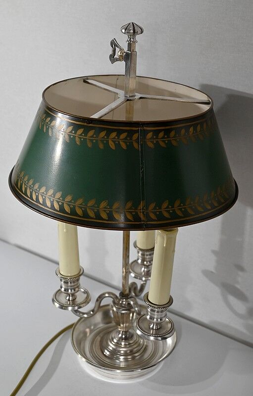White metal bouillotte lamp, empire style – early twentieth century