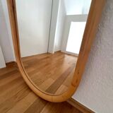 Miroir mural ovale en rotin, miroir du milieu du siècle, miroir Kama en rotin