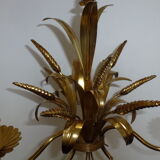 Wheat cob chandelier of the Masca House, gilded aged, 3 fires, 70s/80s