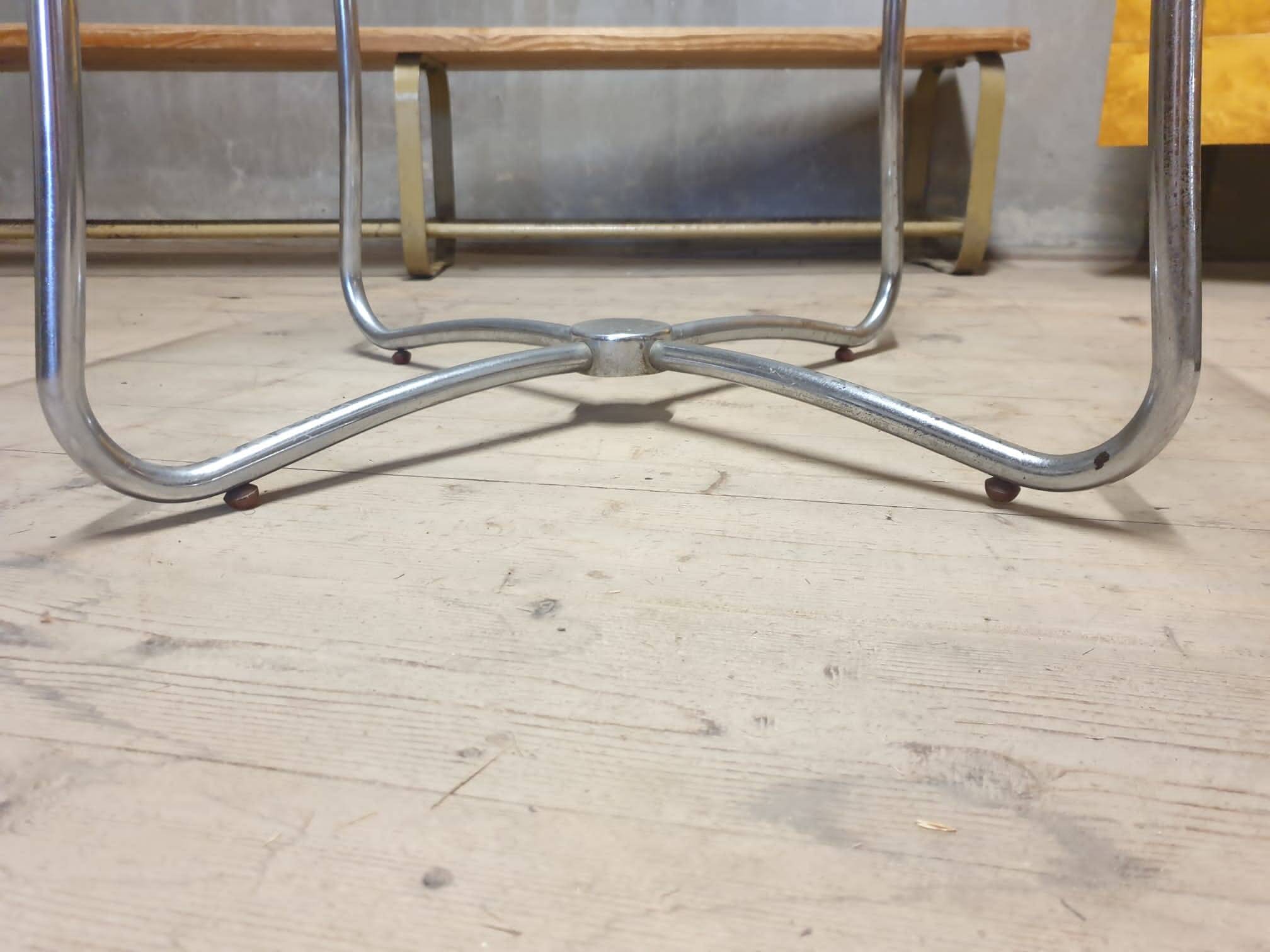 Bauhaus round glass coffee table, Czechoslovakia, 1930s–1940s