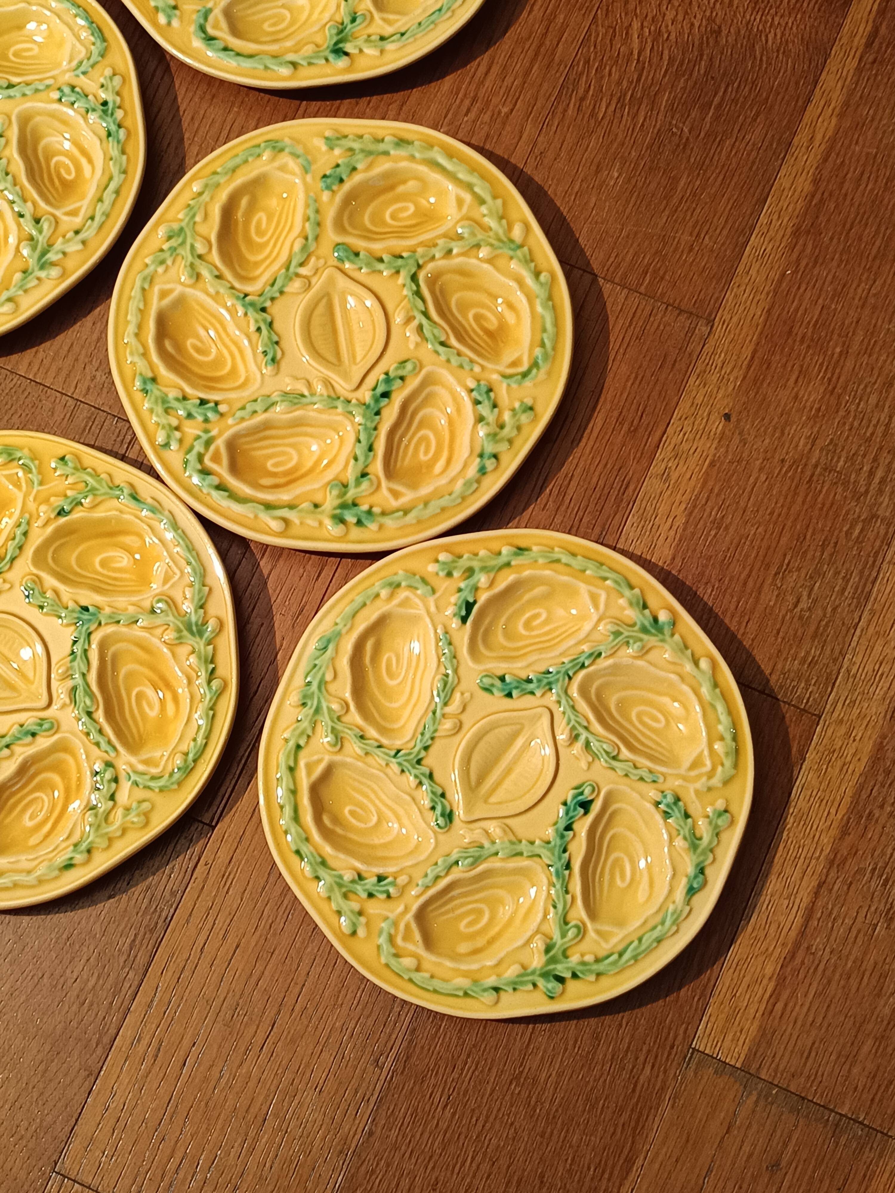 6 vintage majolica oyster plates, Arfilox, 1970
