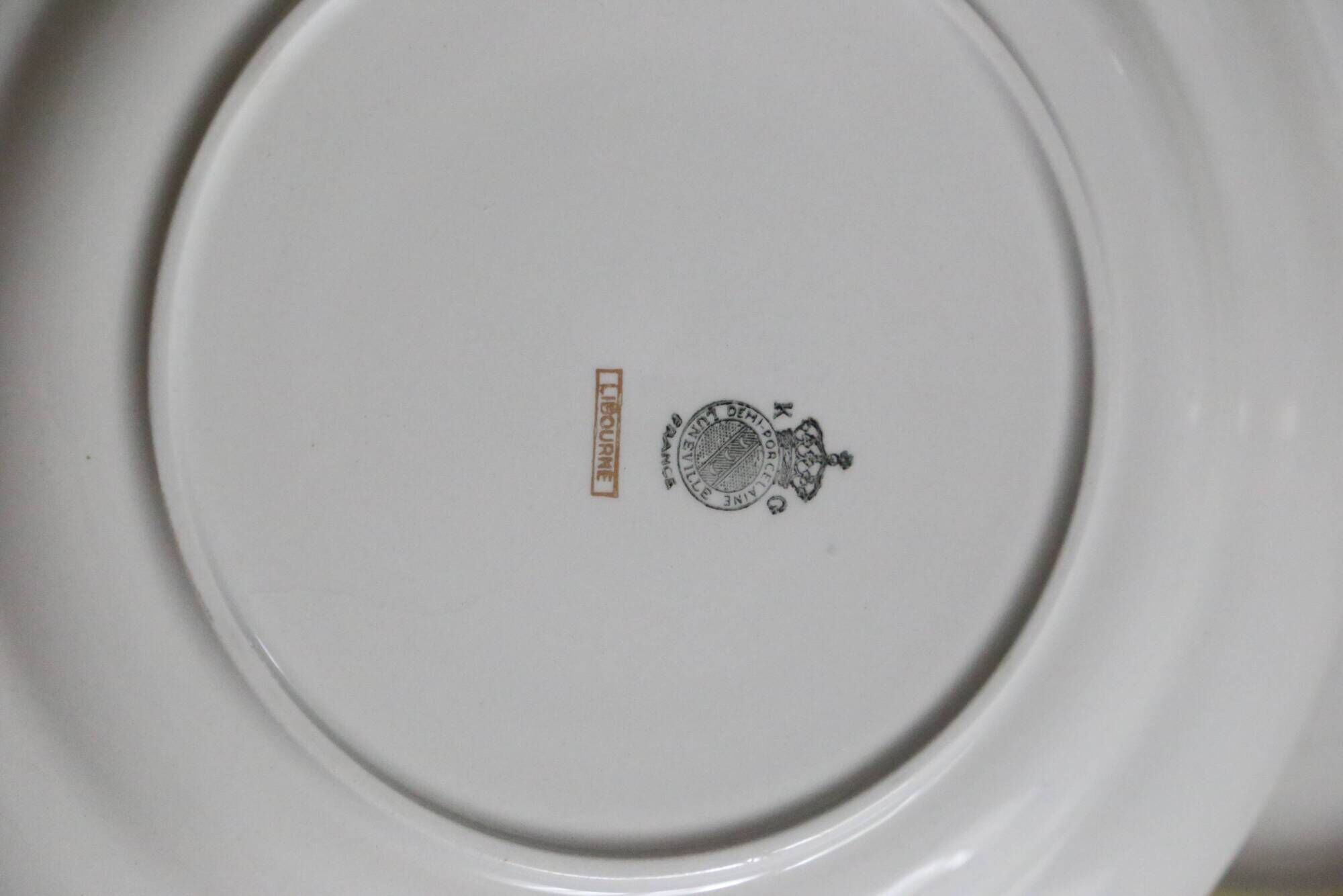 Set of 6 flat plates Luneville, Libourne model, vintage French