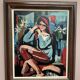Original Swedish Oil on Canvas - "Portrait of a Young Woman" by M. Costa - Signed - Vintage and Framed - 82.5 × 67.3 cm