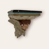 Nineteenth century plaster wall console, cherub decoration